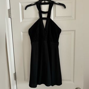 Lulus All My Daydreams Black Lace Skater Dress